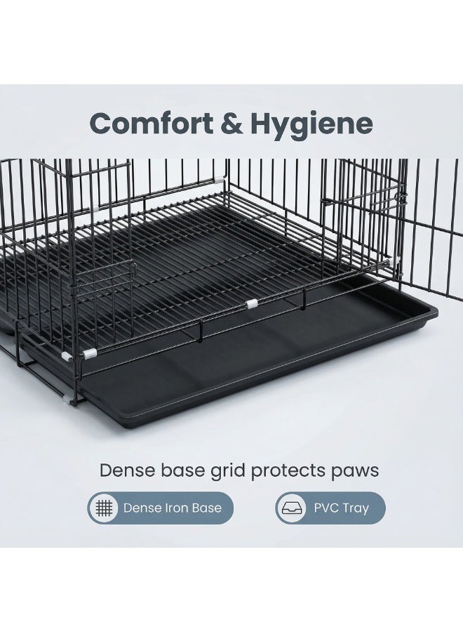 بيوينتي قفص حيوانات أليف قابل للطي متين - للكلاب والقطط والأرانب والدواجن الصغيرة والمتوسطة - أسود، تصميم مقاوم للهروب مع صينية PVC - Image 2